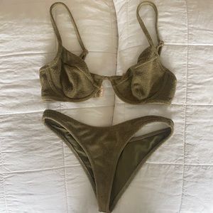 La Vinn Terrycloth bikini set, olive green